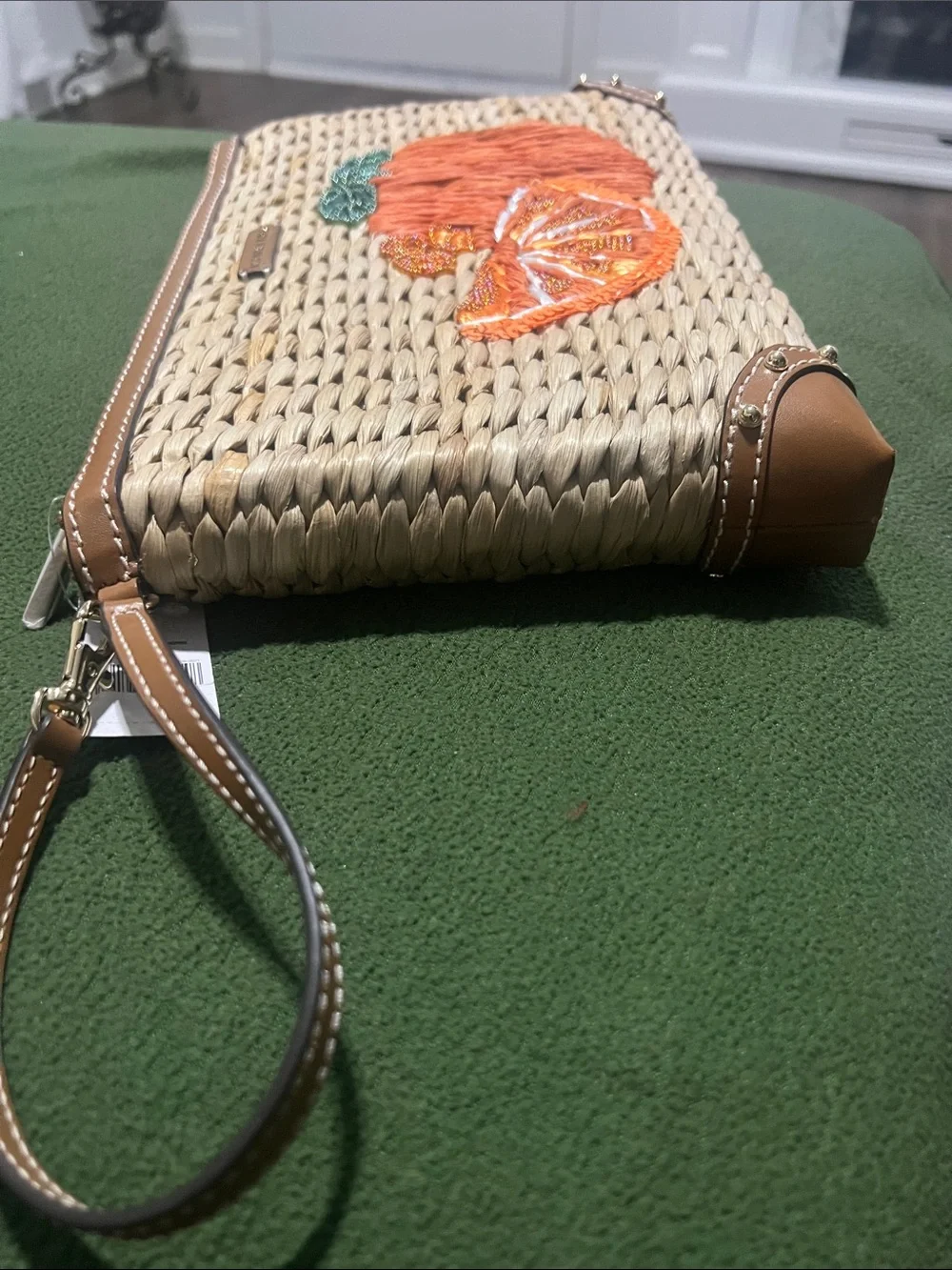 Michael Kors Tan & Natural Woven XL Zip Clutch with Gold Hardware
